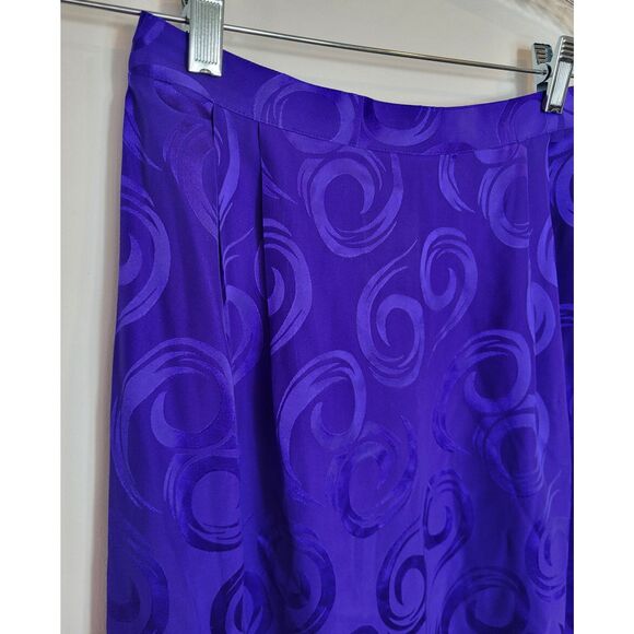 Women's Vintage Jewel Purple Silk Pencil Skirt Swirl Pattern Size Small-Med - Picture 2 of 10